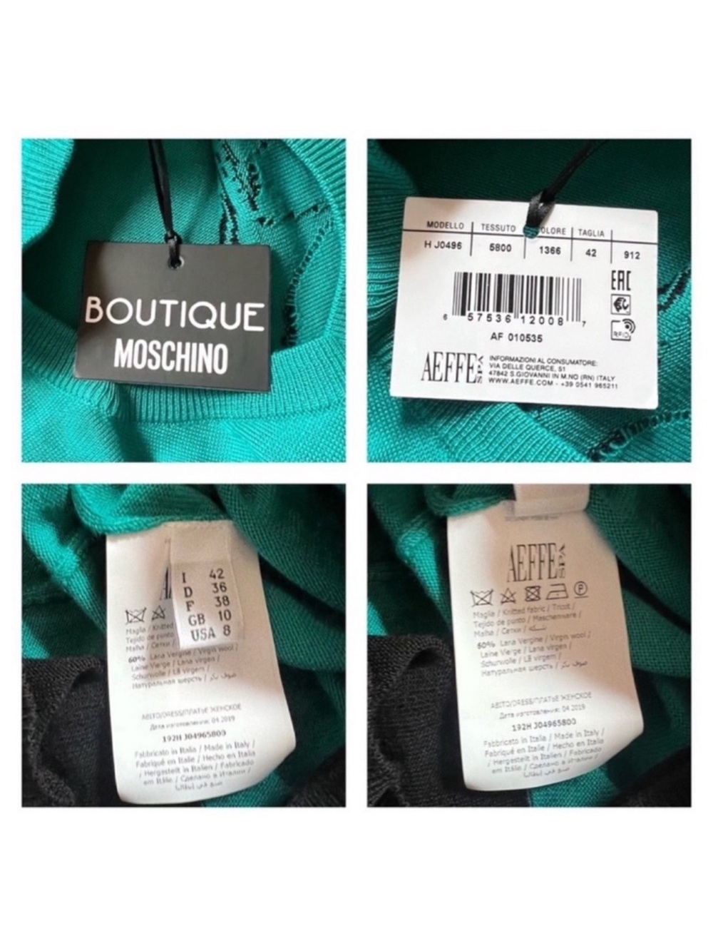 New! Boutique Moschino Italian Diva Wool Blend Graphic Sweater Mini Dress - Picture 7 of 7